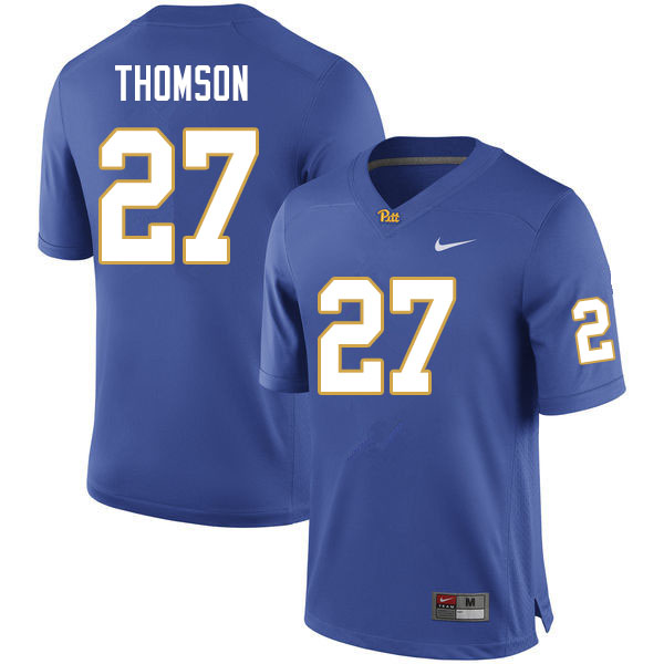 Men #27 Gavin Thomson Pitt Panthers College Football Jerseys Sale-Royal